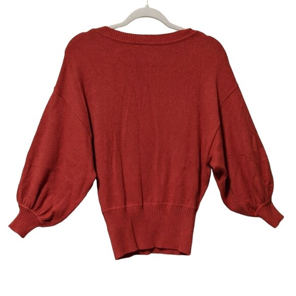 MOTH Anthropologie burnt orange balloon sleeve cabin crewneck pull over sweater - Picture 2 of 7